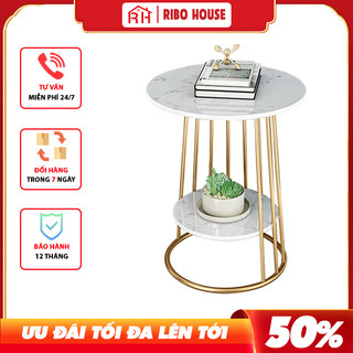 Bàn trà sofa RIBO HOUSE mặt đá khung sắt sơn tĩnh điện nội thất phòng khách cafe ban công RIBO50