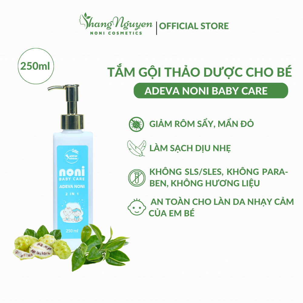 Nước thảo mộc tắm gội cho bé ⚡ FREESHIP ⚡ Adeva noni baby care 2 trong 1 an toàn, tự nhiên