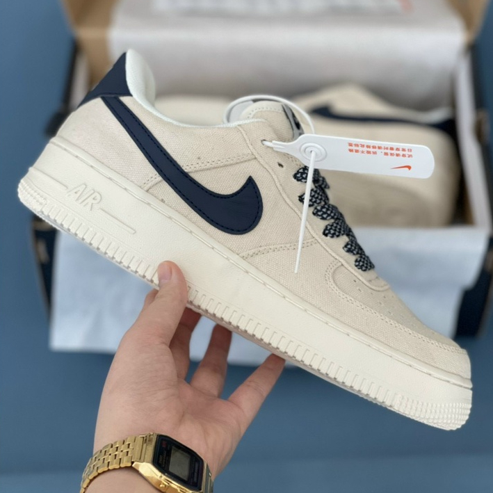 Giày Nike_Air Force 1 Vải Canvas Màu Be Sữa Nam Nữ, Giày AF1 Canvas Hottrend Phù Hợp Cả Nam Và Nữ Dễ Phối đồ Full PK