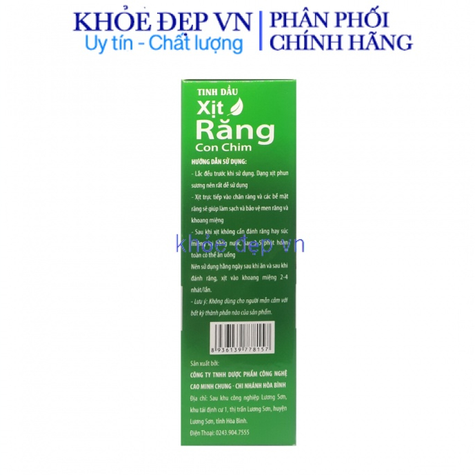 Xịt răng con chim Nano bạc ngừa sâu răng, giảm đau, viêm lợi, giảm ê buốt, hôi miệng – 30ml