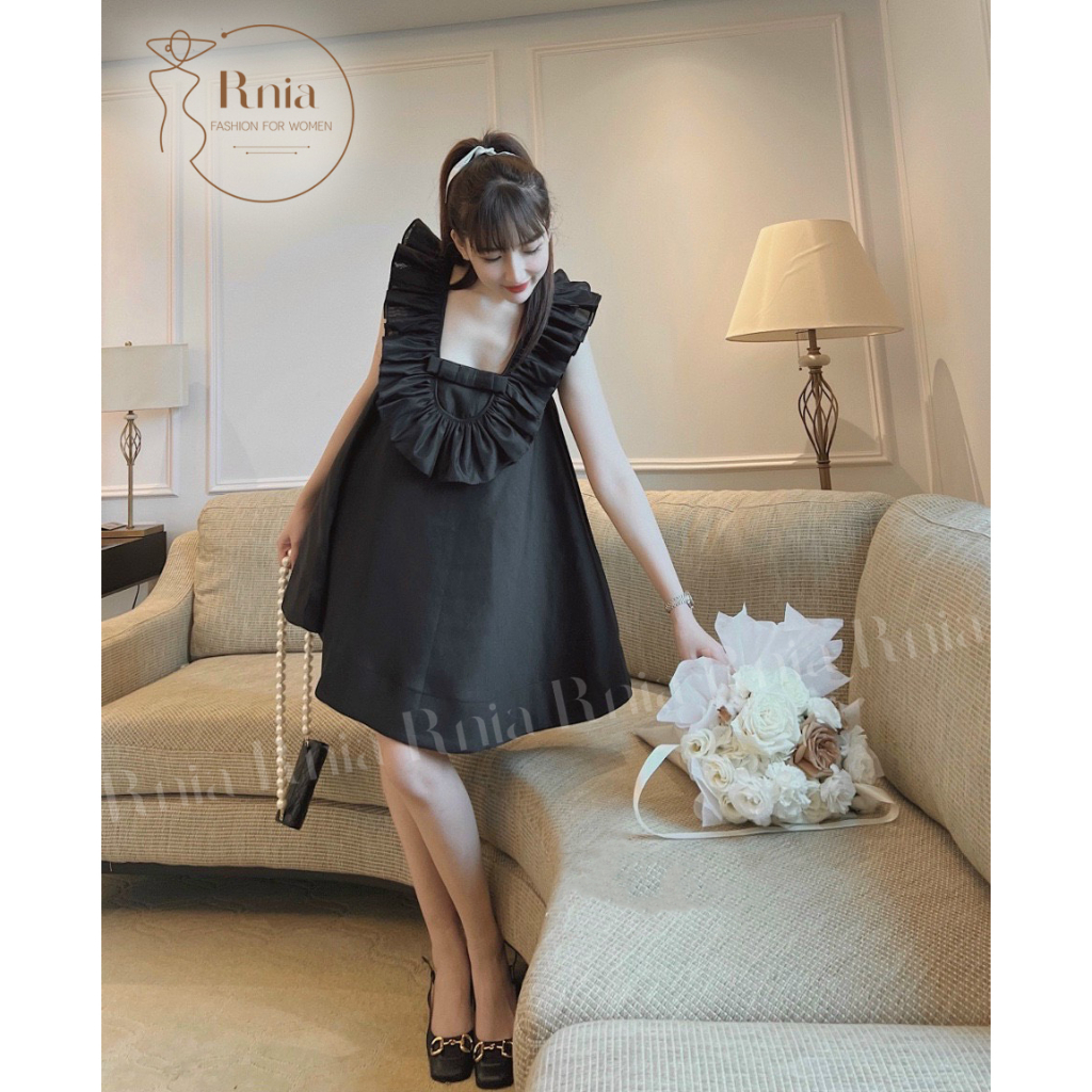 Đầm váy Xòe Chữ A Vai Bèo tiểu thư RNIA V23110