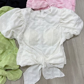 áo kiểu tay phồng nơ eo