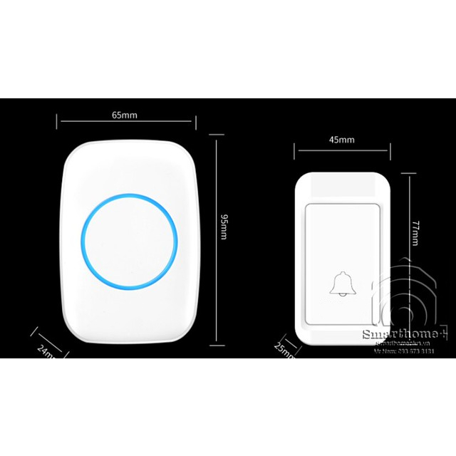 Chuông Cửa Không Dây Không Pin 1 Nút Bấm 2 Loa Chuông SmartHomePlus SHP-CA2