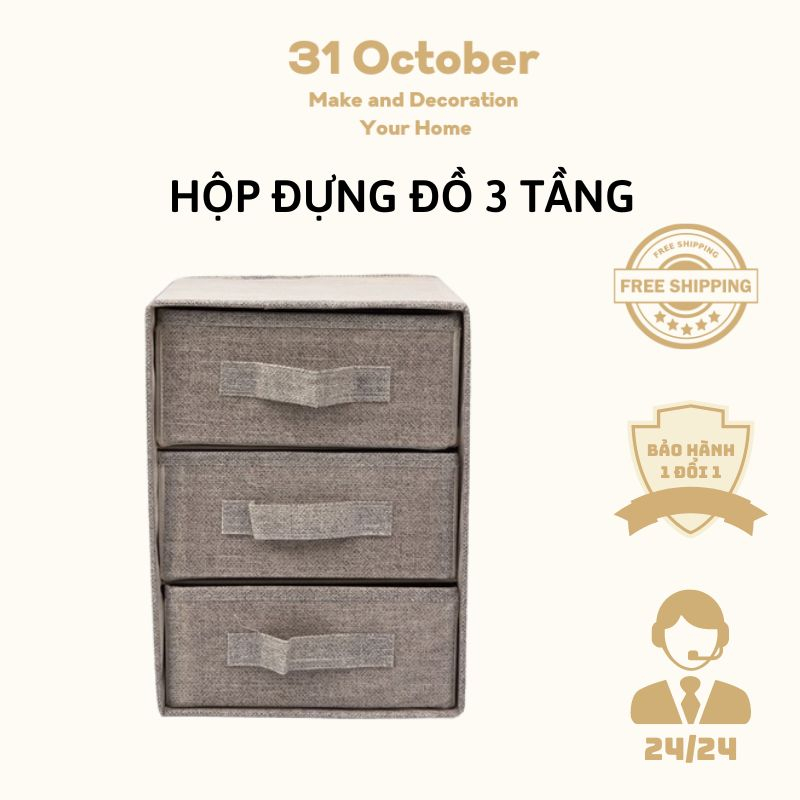 Hộp Đựng Đồ 3 Tầng, Tủ Vải Đa Năng, Thiết Kế Gấp Gọn Tiện Lợi