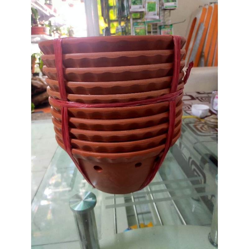 Combo 5 chậu đất nung trồng lan gốm Bát Tràng cao cấp