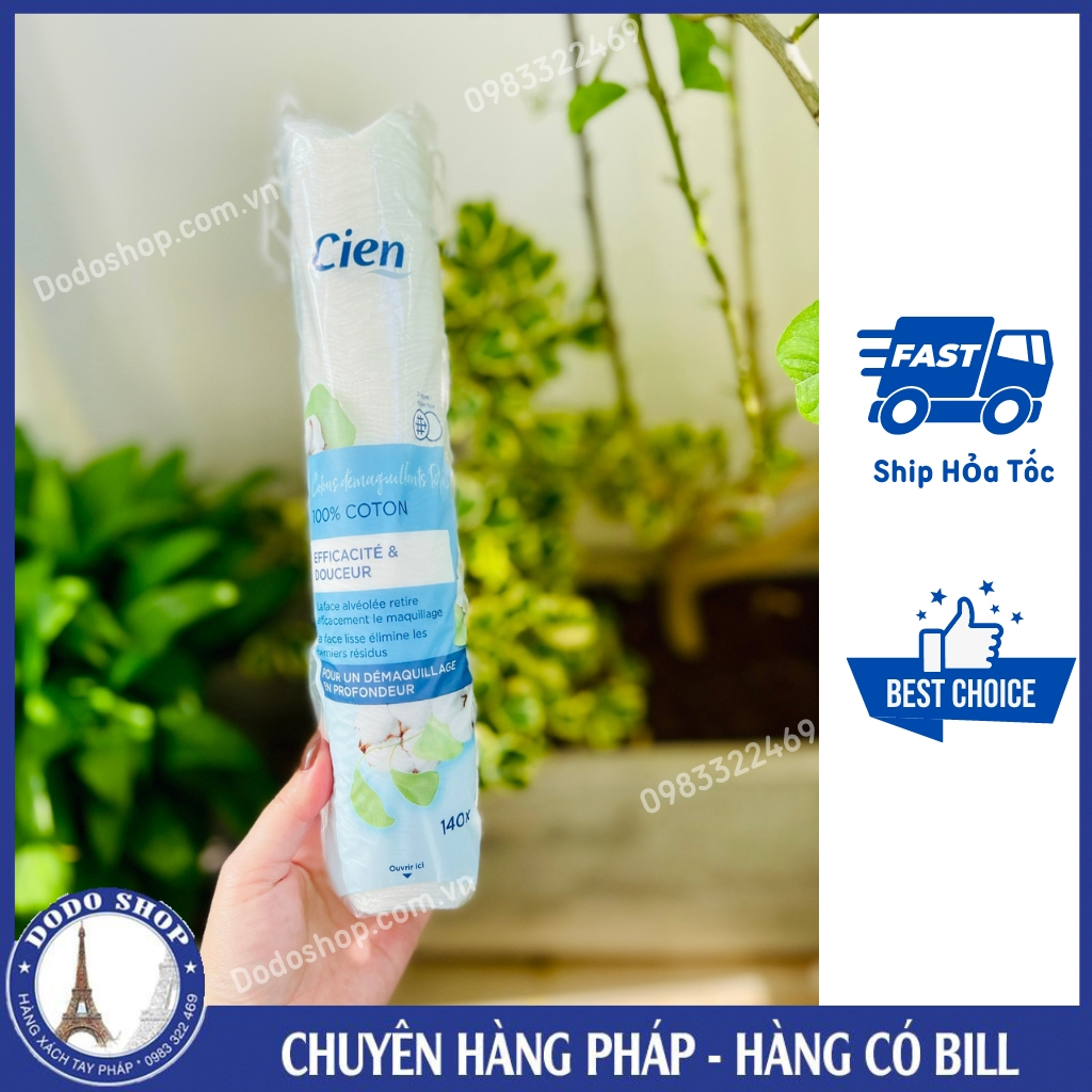 Bông tẩy trang Cien 140 miếng, hàng nội địa pháp