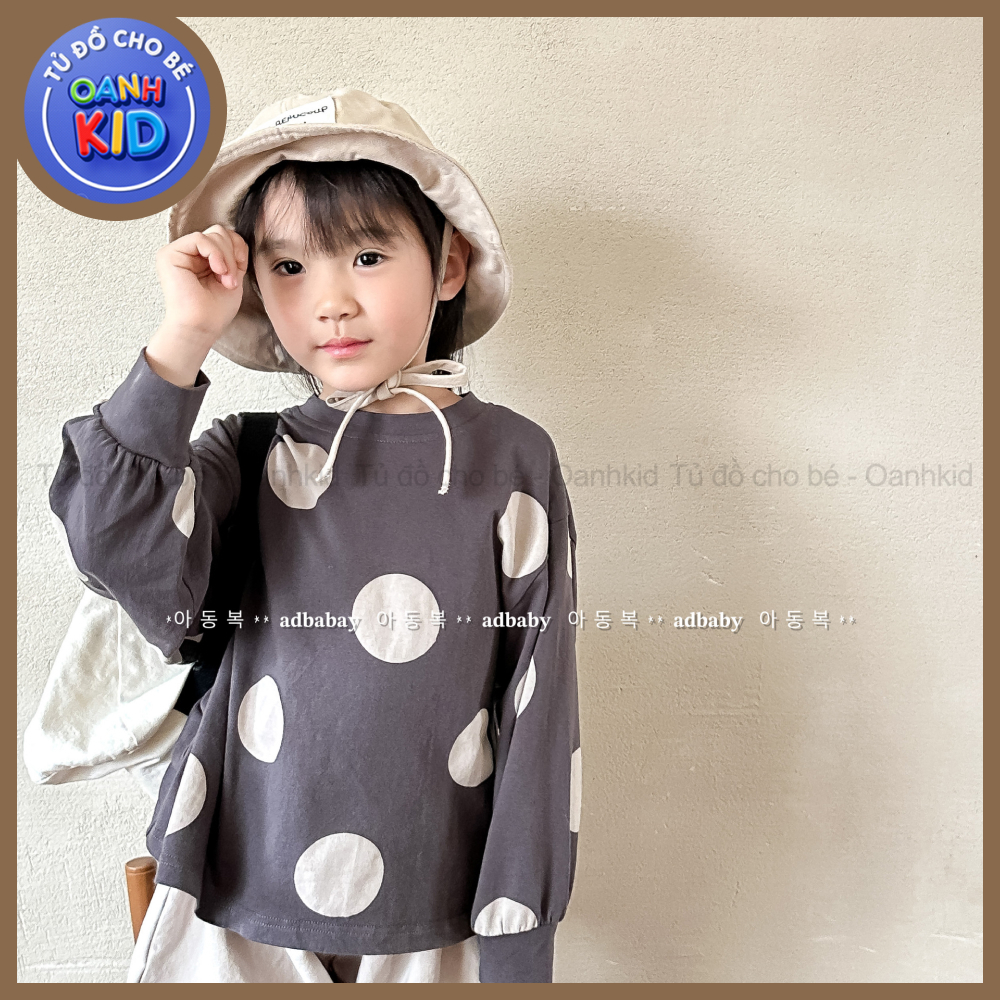 Áo thun dài tay cho bé trai và gái, họa tiết chấm bi, Style Hàn Quốc siêu xinh