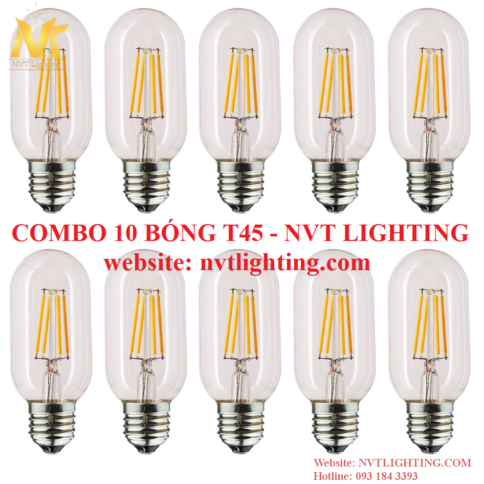 Combo 10 Bóng đèn LED Edison T45 4W