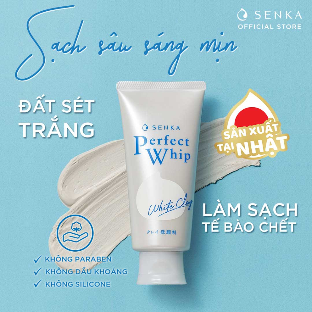 Sữa rửa mặt tạo bọt chiết xuất đất sét trắng Senka Perfect White Clay 120g_14840