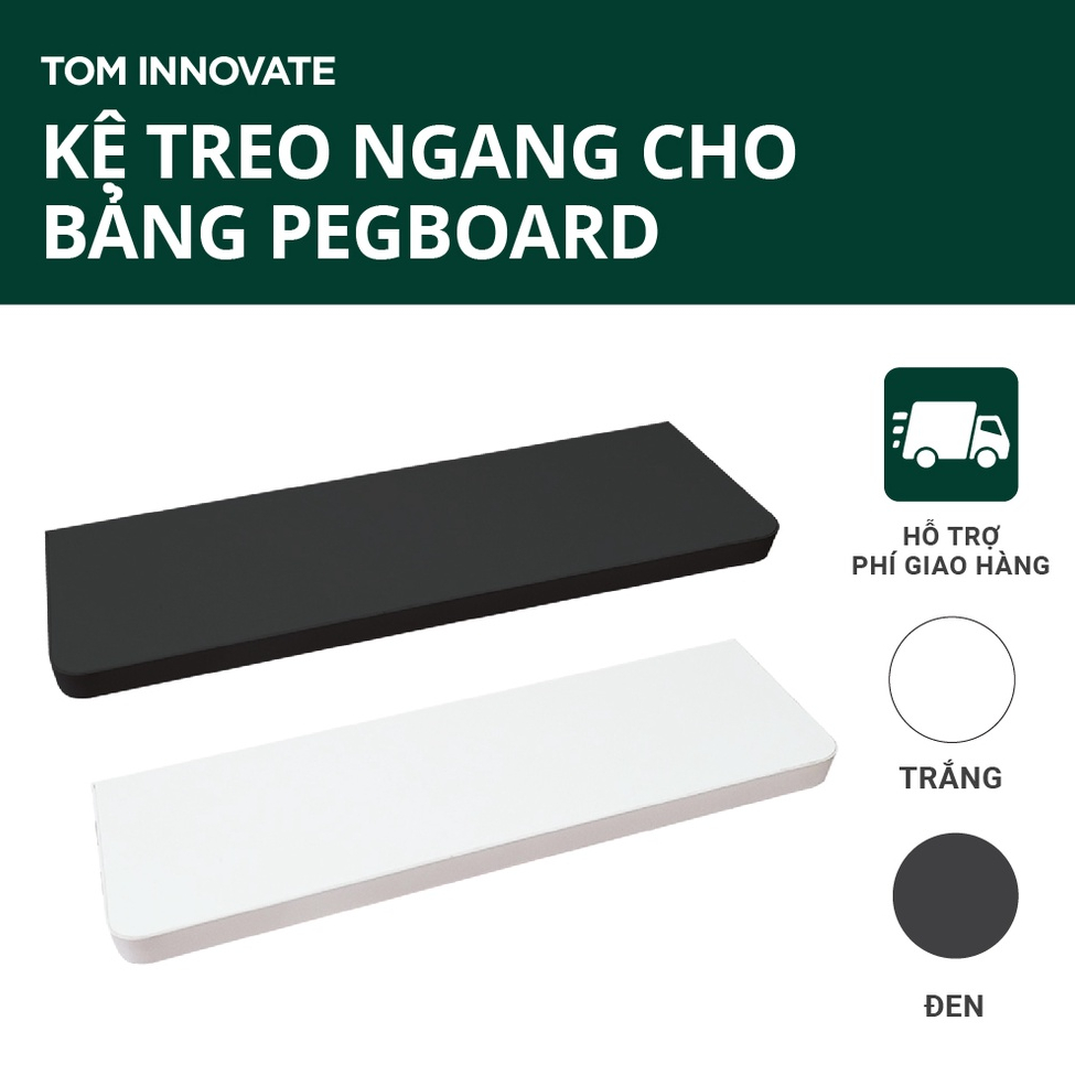 Kệ ngang trắng đen trang trí cho bảng cài pegboard - Tom Innovate