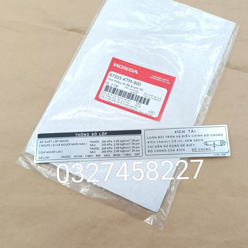 Tem dán hộp xích, sên cacte xe FUTURE NEO 125, tem thông số