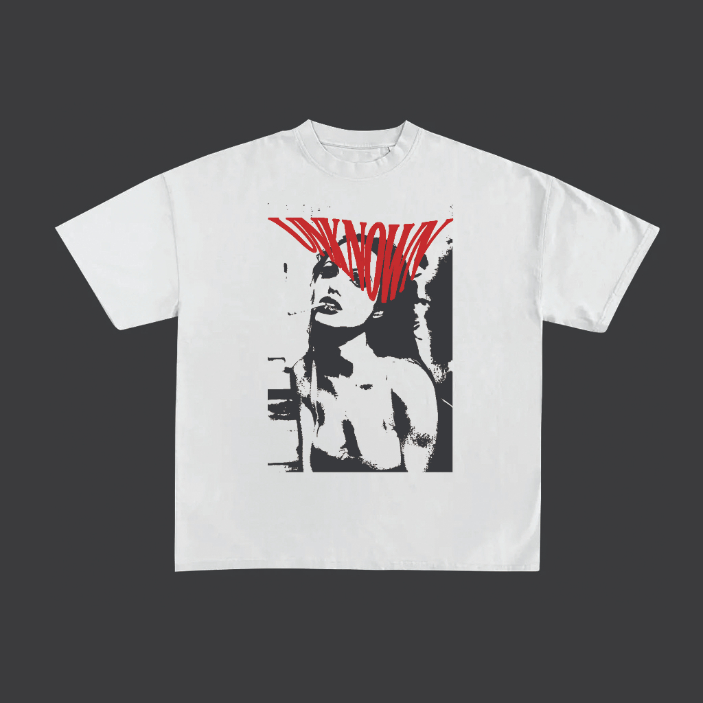 Áo thun in "moody" unknown ss2023 tay ngắn trắng cotton