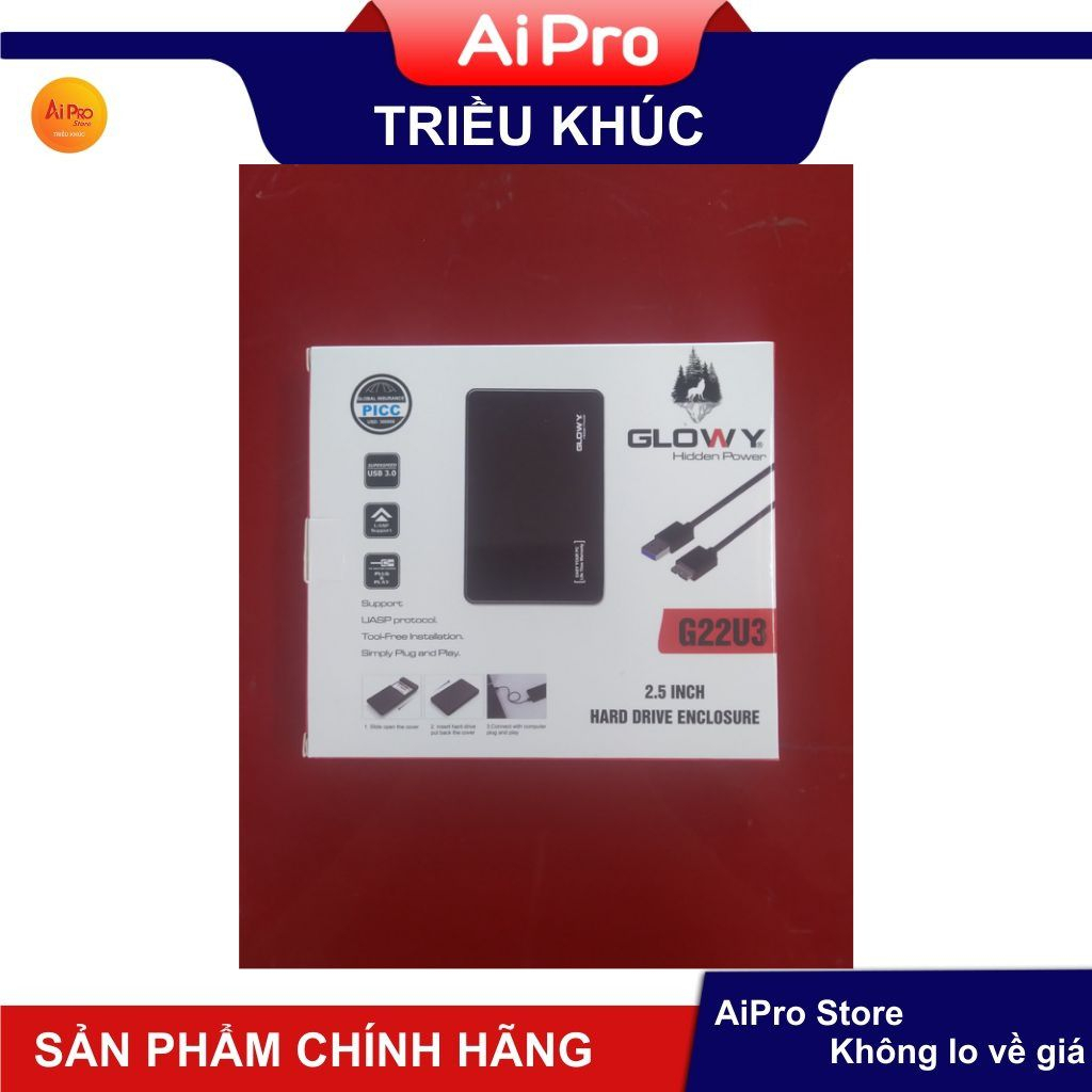 Box đựng ổ cứng Box 2,5&quot; Gloway G22U3 (đen) – Bảo hành 12 tháng