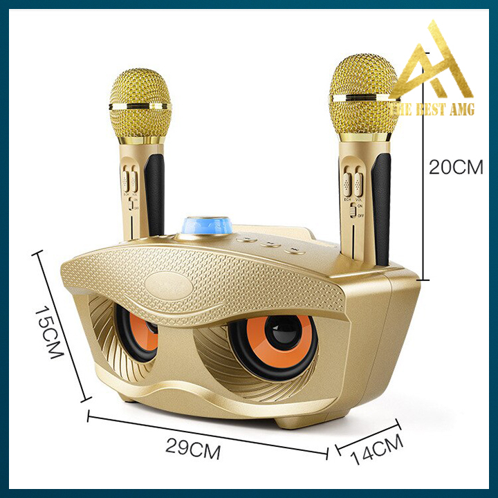Loa Karaoke Bluetooth 2 Mic Không Dây Di Động SD-306 Mắt Mèo - Loa Nghe Nhạc Bass Cực Mạnh Thiết Kế Đẹp