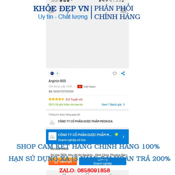 Viên uống Arginin 600 - Tăng cường chức năng gan - Hộp 60 viên