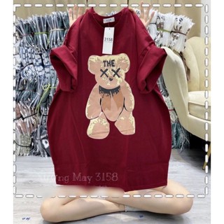 Áo phông 3158 gấu THE, áo cotton khô freesize 40-70kg