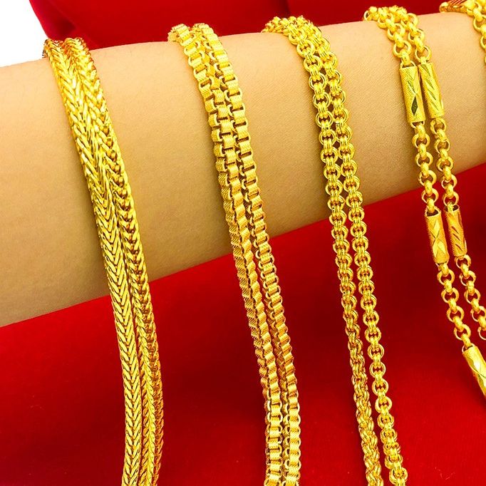 Vòng cổ vàng 24k mạ vàng phủ bóng giống thật 100%, không bong tróc, không đen mang đến độ bền cao chất vàng sáng đẹp
