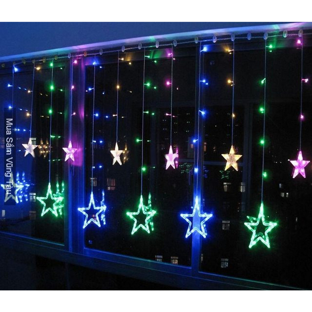Dây đèn LED nhấp nháy trang trí hình ngôi sao siêu đẹp, trang trí nhà cửa, ngày tết, noel, tiệc tùng (Nháy rèm)