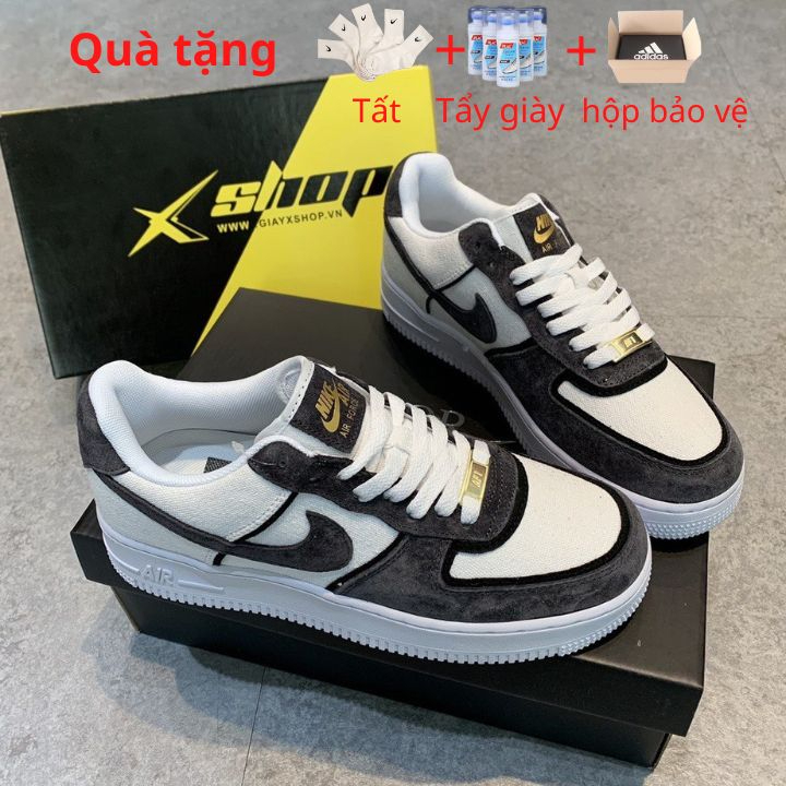 giày_nike af1 xám chuột, giày af1 canvas xám lông chuột hàng quảng châu cao cấp đầy đủ phụ kiện full size nam nữ.