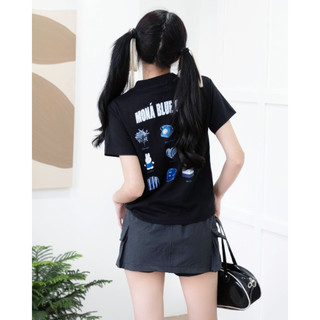 Áo phông baby tee MONÁ - BLUE ĐEN