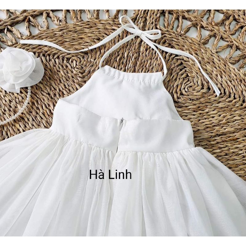 Đầm công chúa bé gái, váy 2dây cổ yếm ngọc cho bé chụp ảnh, thôi nôi.