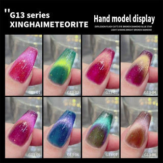 Sơn gel mắt mèo kim tuyến JINJU mã G13 chai 15ml chính hãng