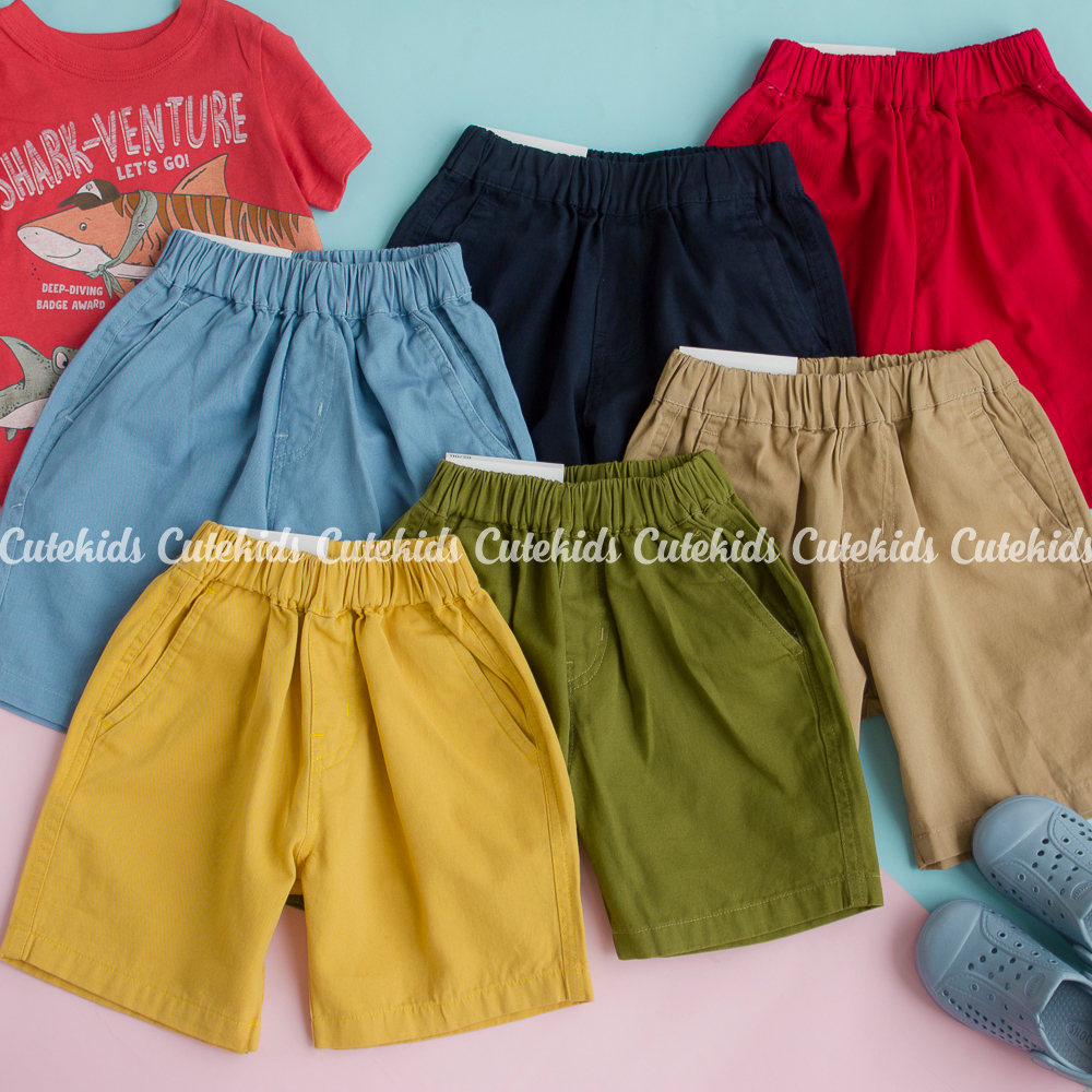 Quần short kaki mềm lưng thun bé trai Uniplo Xuất xịn
