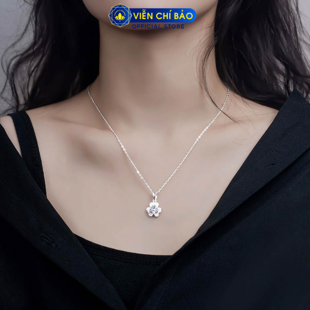 Dây chuyền hoa lá chất liệu bạc 925 thời trang phụ kiện trang sức nữ Viễn Chí Bảo D400636