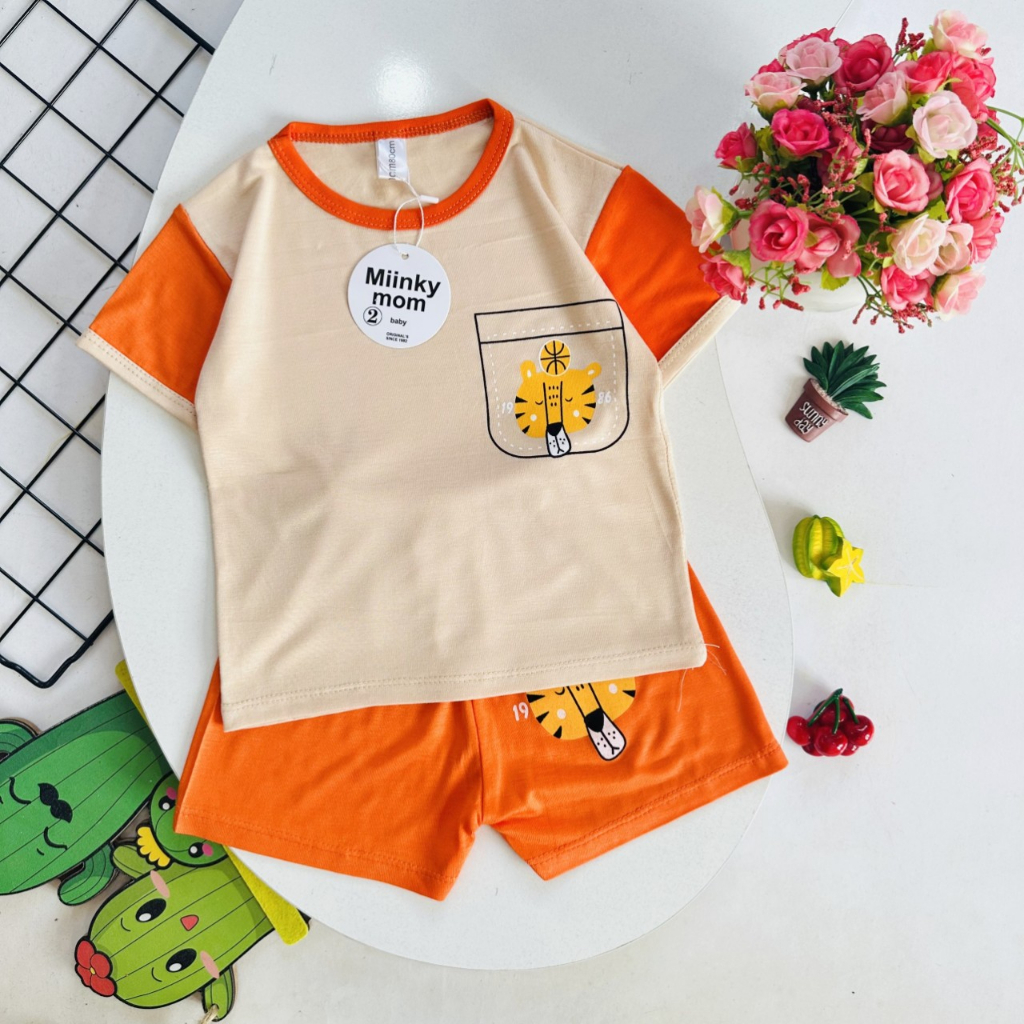 Đồ bộ bé trai , đồ bộ bé gái cộc tay thun lạnh cho bé từ 5kg đến 15kg - JKIDSVN