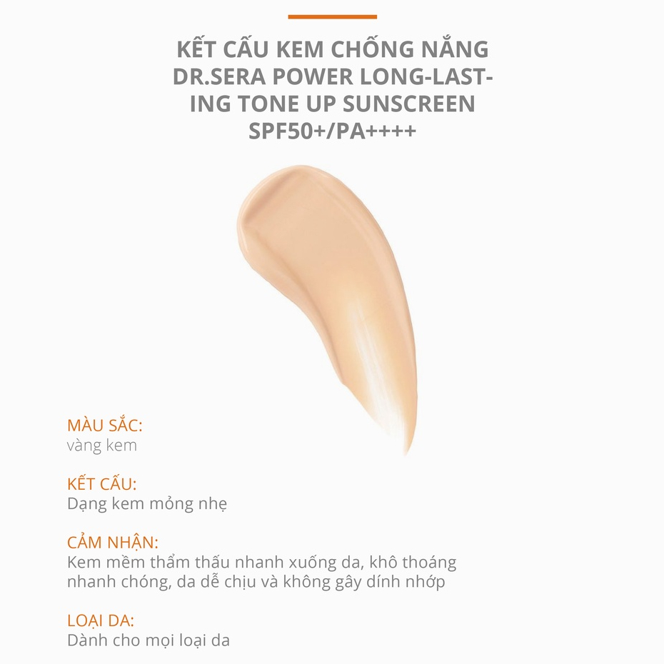 Kem chống nắng nâng tông trắng da spf 50 DR.SERA POWER LONG-LASTING TONE UP SUNSCREEN SPF50+/PA++++ 100ml