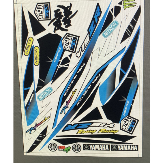 Tem exciter 150 y15zr trắng xanh đen cao cấp - không bay màu