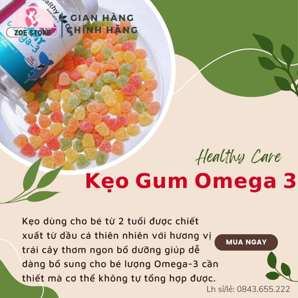 Kẹo Gummy Omega 3 Healthy Care Úc