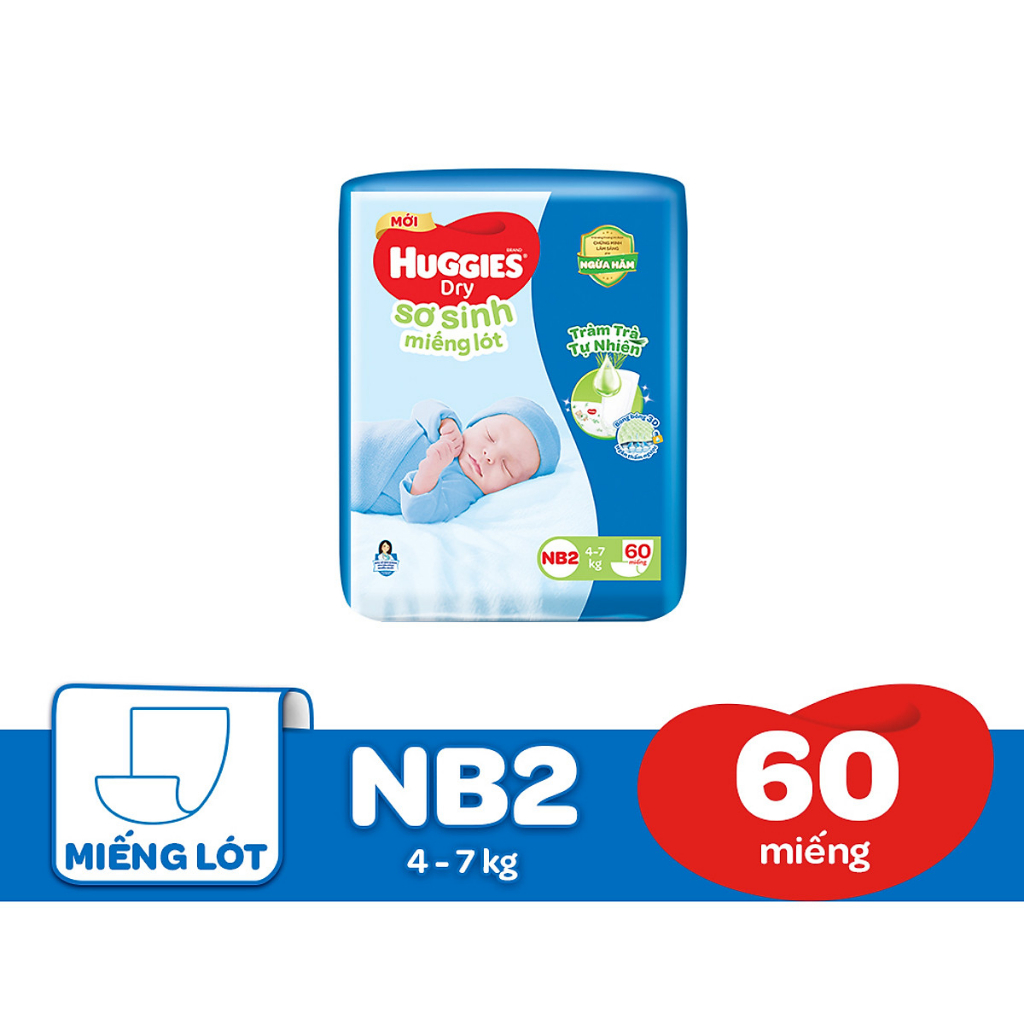 Miếng lót Huggies Newborn 2 NB2-60 miếng tràm trà