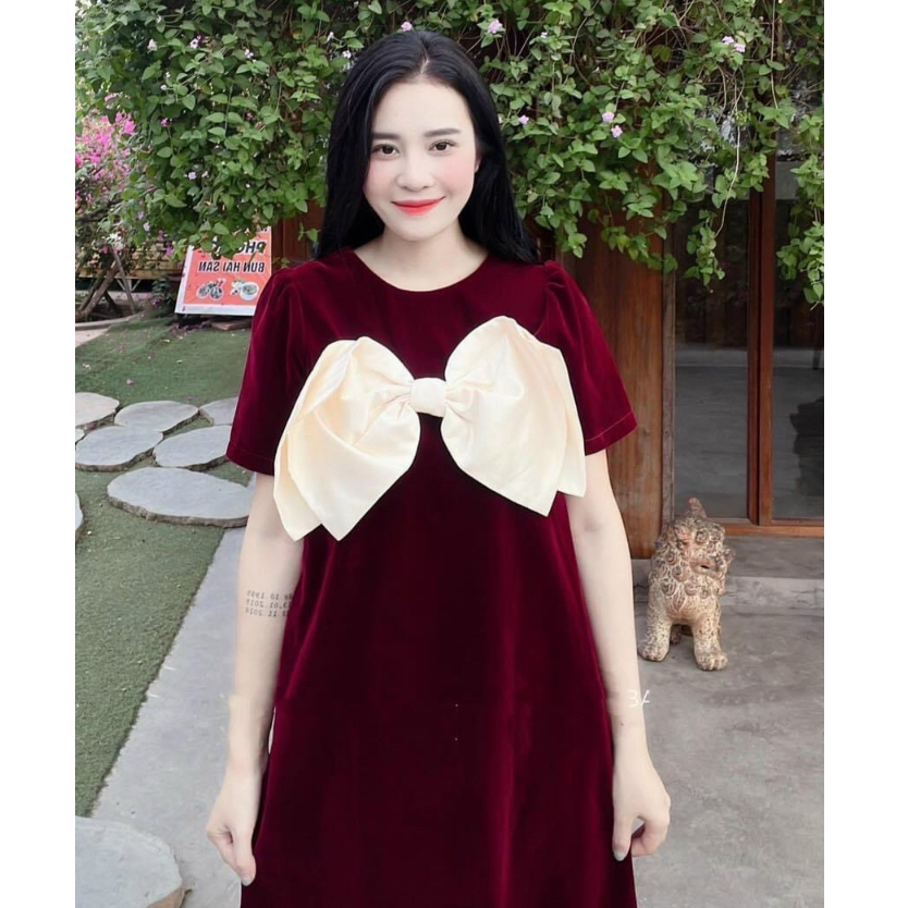 Váy bầu màu đỏ mặc diện Tết công sở hay đi chơi đều sang