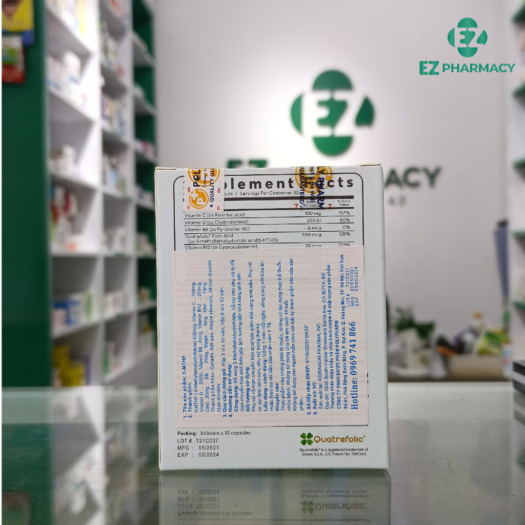 Viên uống 5-MTHF Hỗ trợ sinh sản, tăng khả năng mang thai, cung cấp dưỡng chất cần thiết cho thai kỳ 30 viên