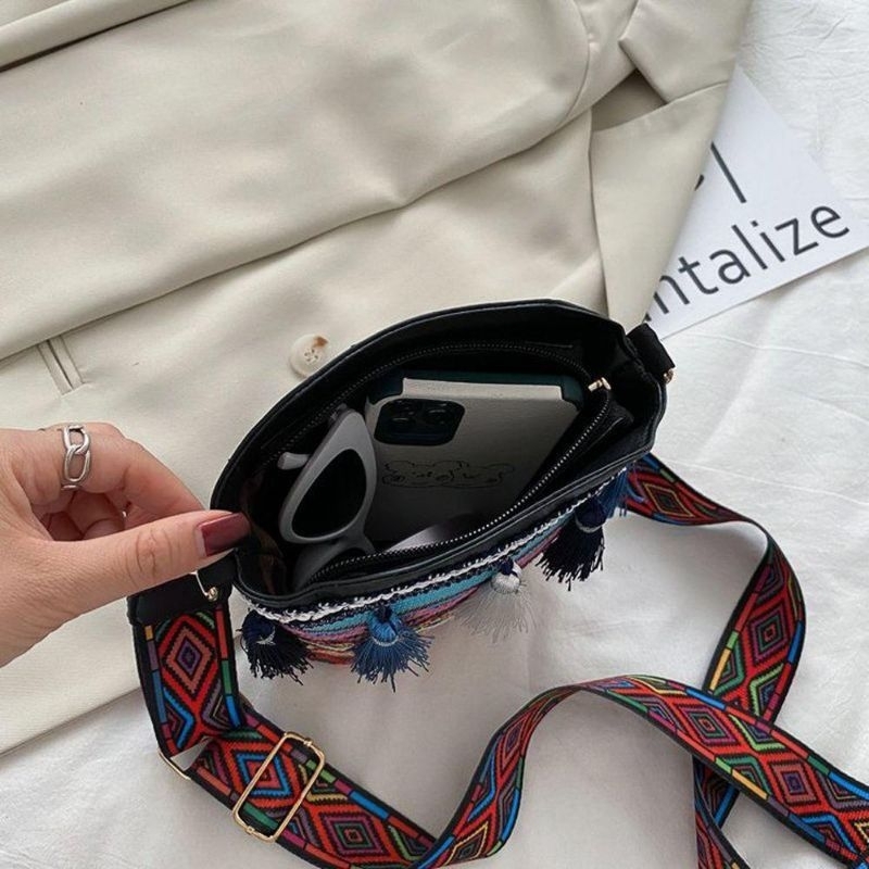 Túi Xách Đeo Vai Vải Dệt Kiểu Dáng Hình Học Phong Cách Vitage Han Quốc, Túi Dệt Thổ Cẩm Vitage Dễ Thương Phnghiep