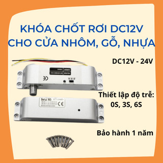 Khóa chốt rơi - chốt khóa cửa điện từ gắn cửa gỗ, nhôm, nhựa
