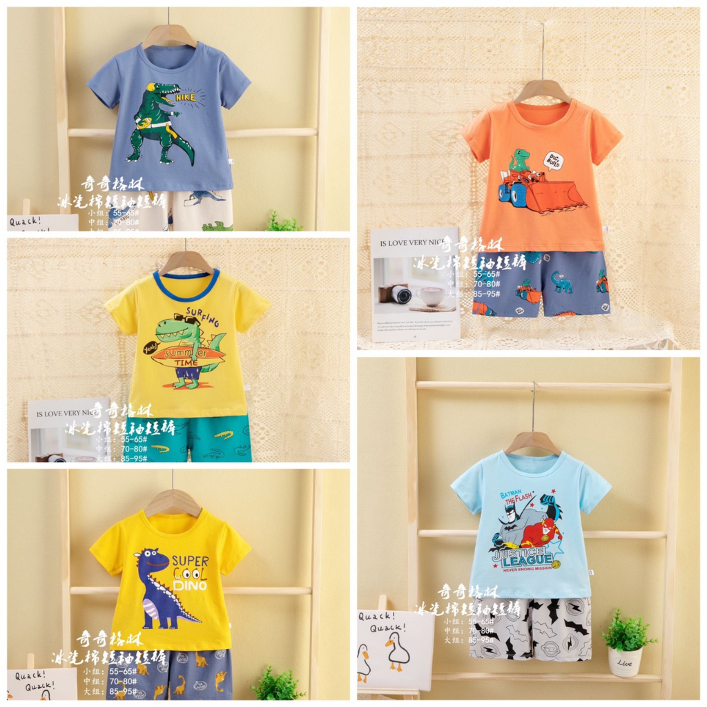 Bộ Cộc Tay Xuất Hàn Hãng QiQi Cho Bé Trai Mẫu 2023. Bộ Thun Cotton Mùa Hè 2023