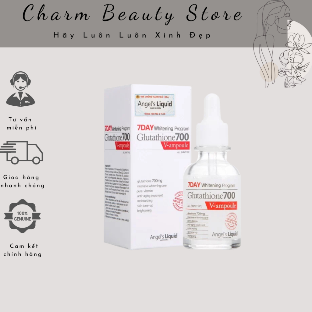 Huyết Thanh Trắng Da Angel's Liquid 7Day Whitening Program Glutathione 700 V-Ample 30ml
