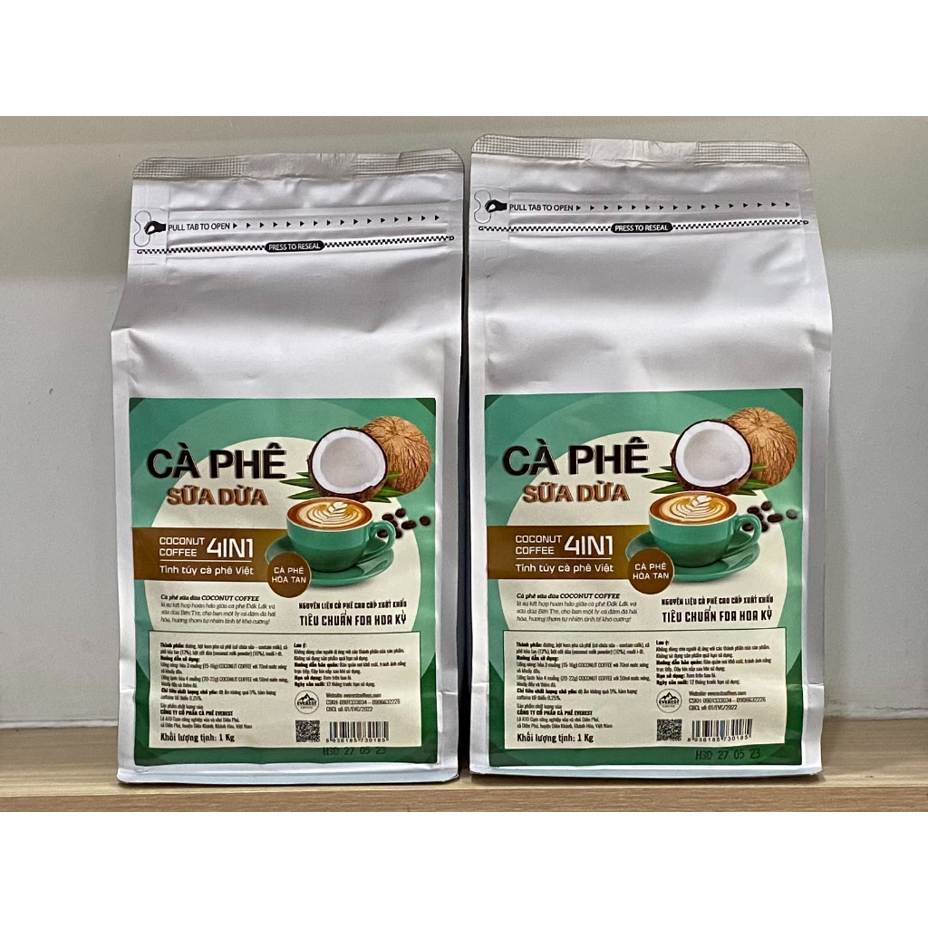 Cà phê sữa dừa Coconut Coffee túi zip 1kg