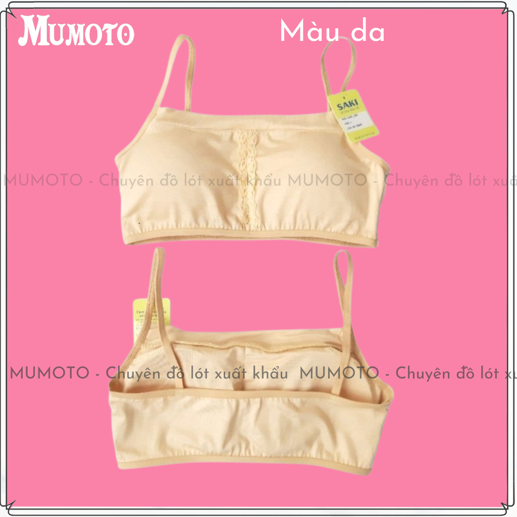 Áo lót học sinh cotton phối ren cao cấp chui đầu mát mềm mịn không nhăn không xù SK021 - MUMOTO