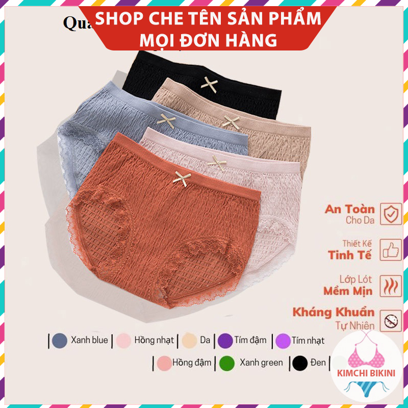 Quần Lót Nữ Cotton Dệt Kim 100% kháng khuẩn thoáng mát đính nơ xinh tôn vòng 3 gợi cảm KIMCHIBIKINI QL005