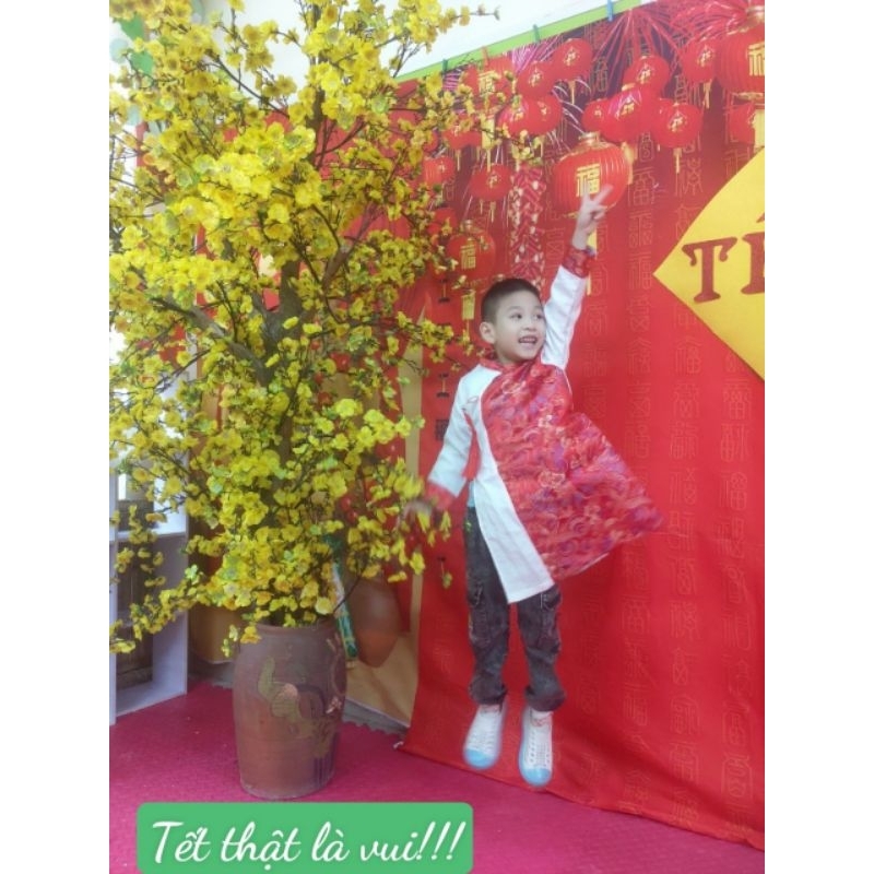 ÁO DÀI CÁCH TÂN BÉ TRAI VẢI GẤM XỊN 14-24KG ÁO DÀI BÉ TRAI BÉ GÁI ÁO DÀI MẶC TẾT