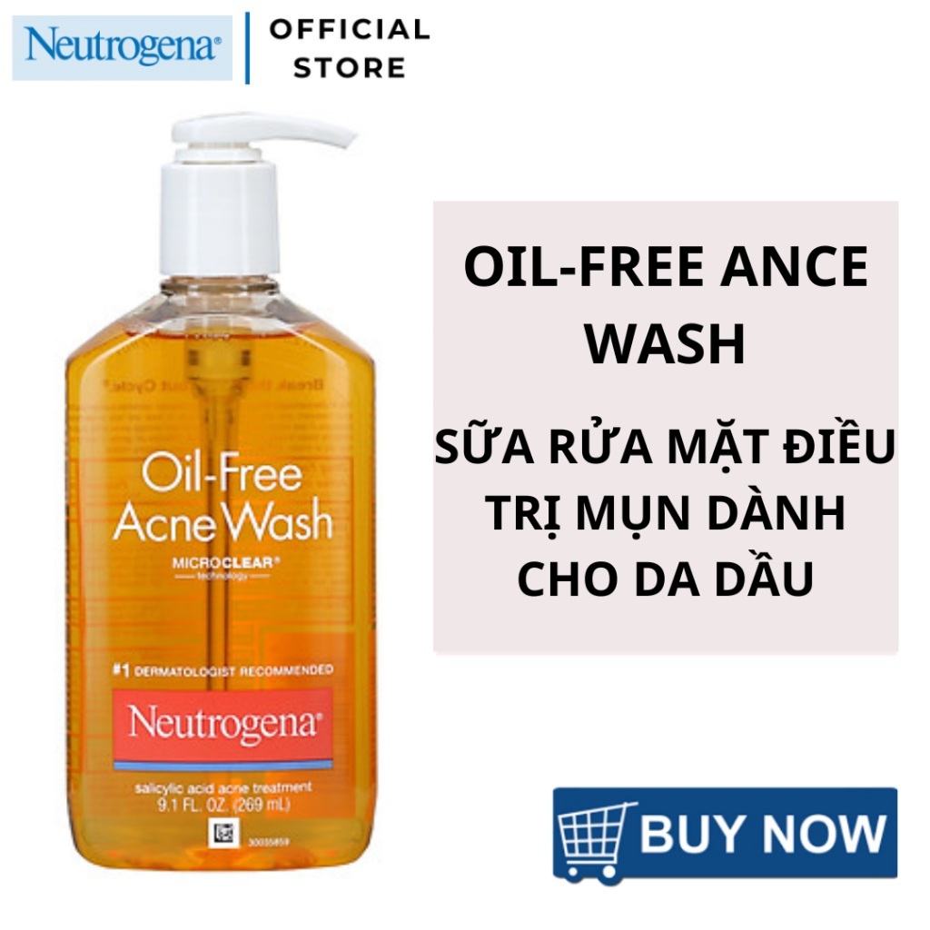 Sữa Rửa Mặt Cho Da Dầu Mụn Neutrogena Oil Free Acne Wash 269ml