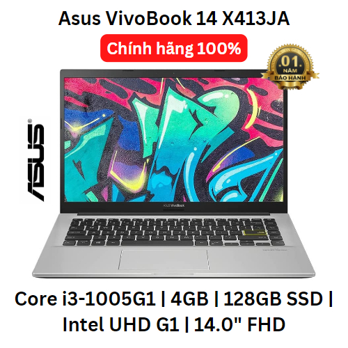 Asus VivoBook X413JA Core i3-1005G1 4GB 128GB SSD Intel UHD G1 14.0" FHD Mới chính hãng