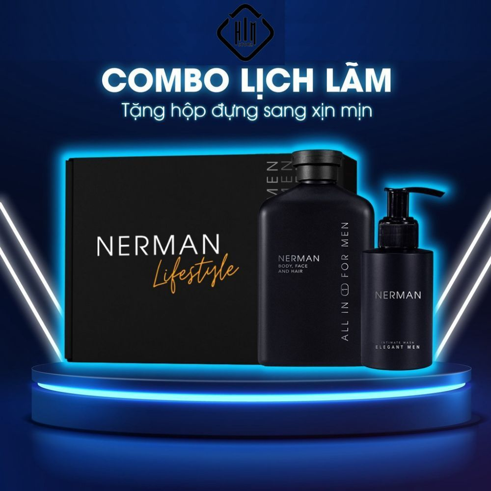 Combo lịch lãm Nerman - Sữa tắm gội hương nước hoa cao cấp 350ml & Gel vệ sinh nam dung tích 100ml