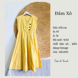 2hand đầm xô nhật vintage vàng D827 tiembixanh