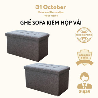 🚛FREESHIP 🆓 Ghế Sofa Kiêm Hộp Vải Đựng Đồ Cho Phòng Khách, Phòng Ngủ Khung Gỗ Bọc Vải Cao Cấp Tiện Lợi