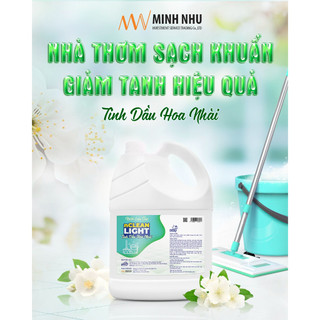 Nước lau sàn diệt khuẩn Nano bạc nClean Light - can 5 lít, tinh dầu hoa nhài dịu nhẹ, lau xong không tanh, an toàn cho t