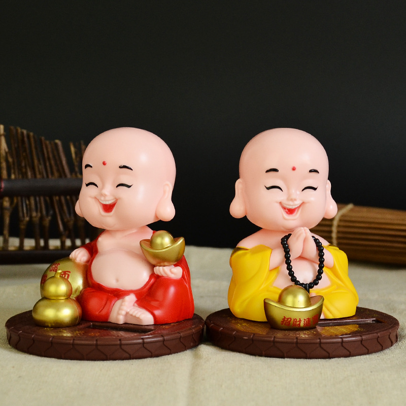 Mô hình Phật Di lặc gật đầu năng lượng mặt trời Ráp biểu tượng bình an, hạnh phúc đặt phòng khách, bàn làm việc